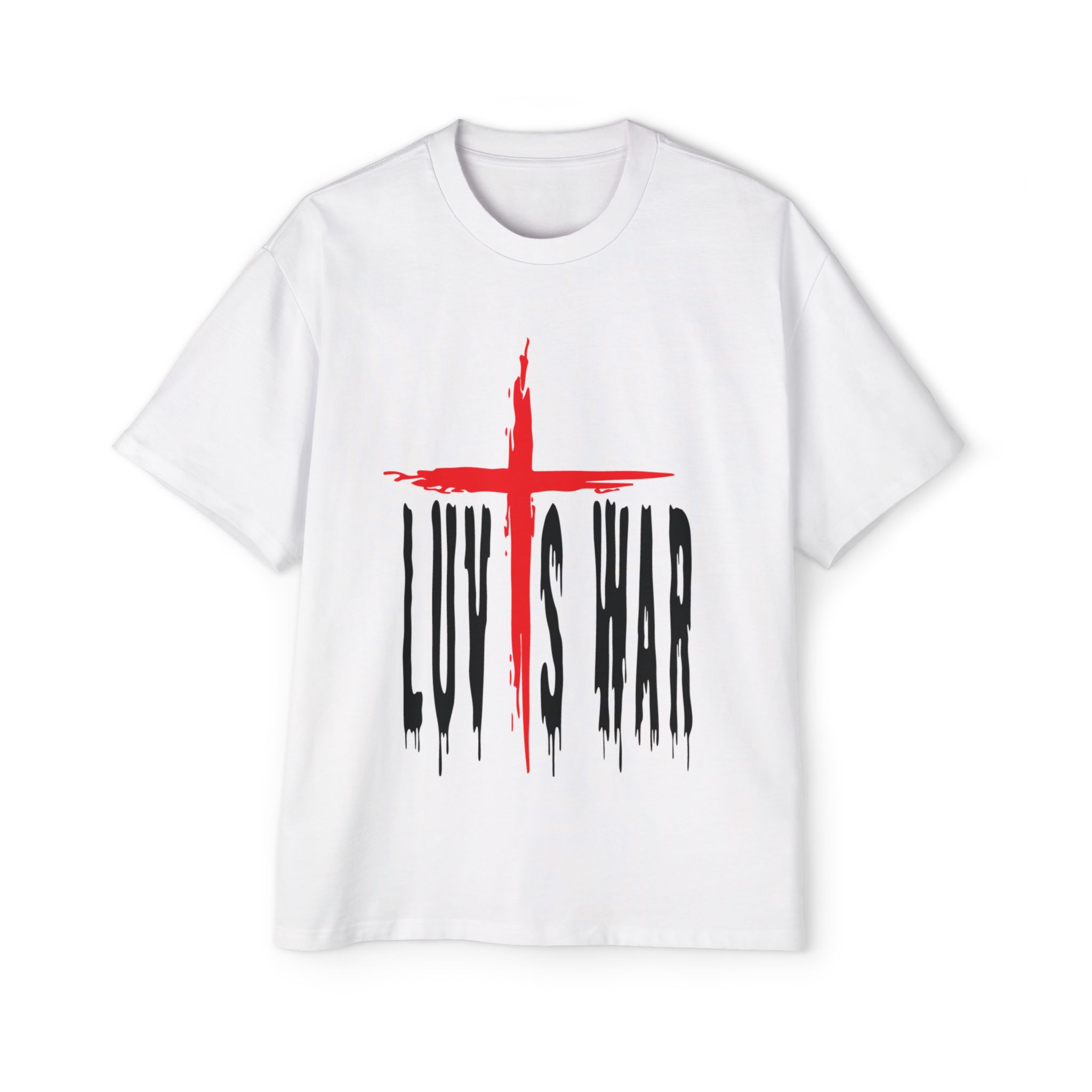 Men's Oversized Tee - 'LUV IS WAR' Graphic Shirt